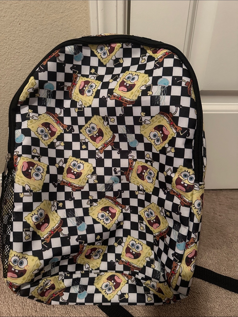 SpongeBob SquarePants Yellow/Black/White Checkerboard Backpack